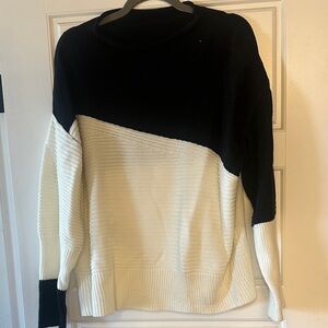 SHEIN Black and Cream Women's Sweater